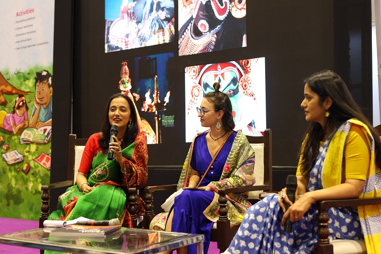 Author Jaya Mehta, Illustrator Suruba Natalia and culture curator Swaati Chattopadhyay