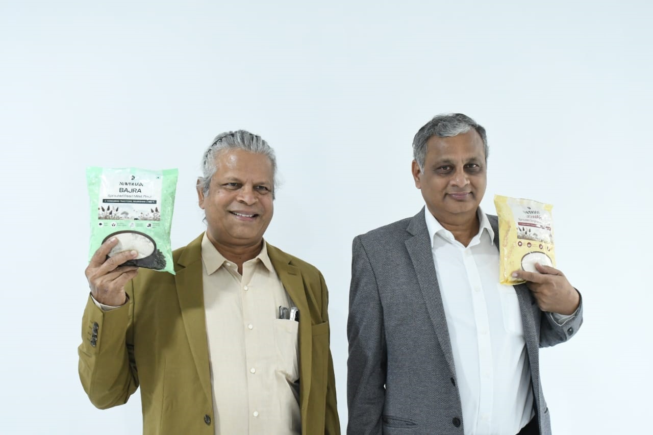 Mr. Sai Srinivas Vavilala and Mr. Srinivas Garimella, Co-Founders of HETC Foods seen showing products Navdhan